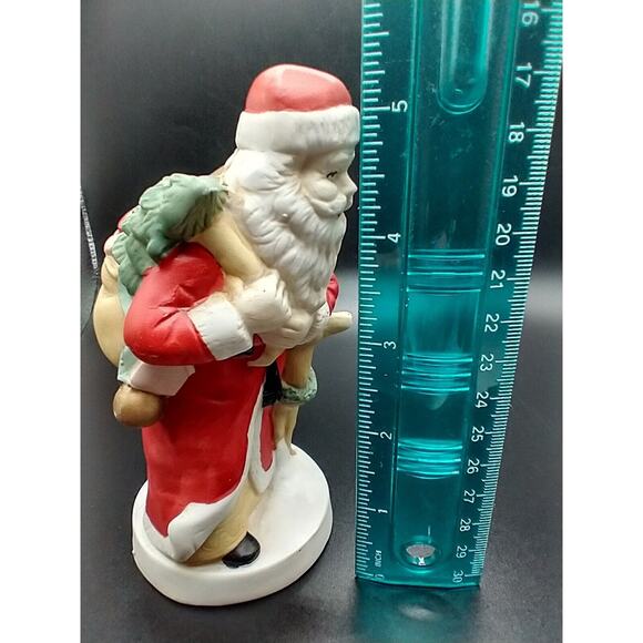 Santa Claus Vintage Porcelain Figure Deer Sack 5.25” Tall Christmas Holiday Deco - Picture 10 of 10